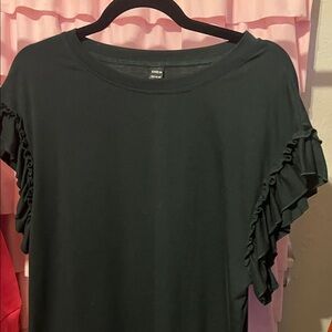 Black Ruffle Sleeve Top